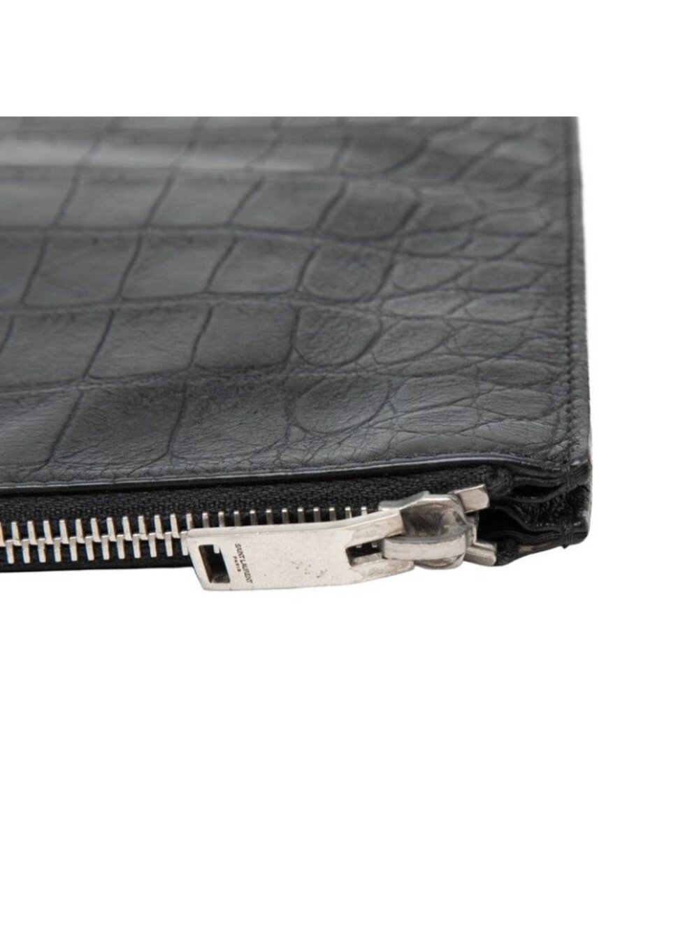 Saint Laurent Croco Embossed Clutch Black Leather - Picture 6 of 9